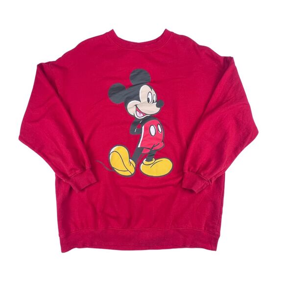 H & M Sweatshirt Red Disney Mickey Mouse Cartoon Character Oversized Sweater - Picture 5 of 8